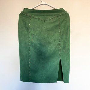 Bellivera Green Studded Suede Pencil Skirt M